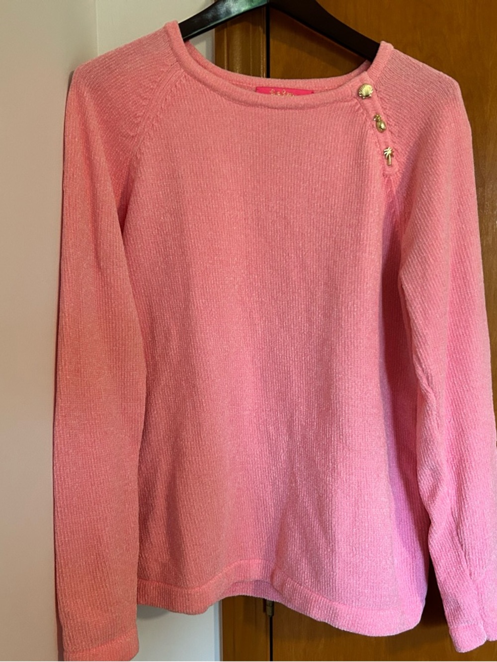 NWOT Lilly Pulitzer pink soft sweater with gold charms